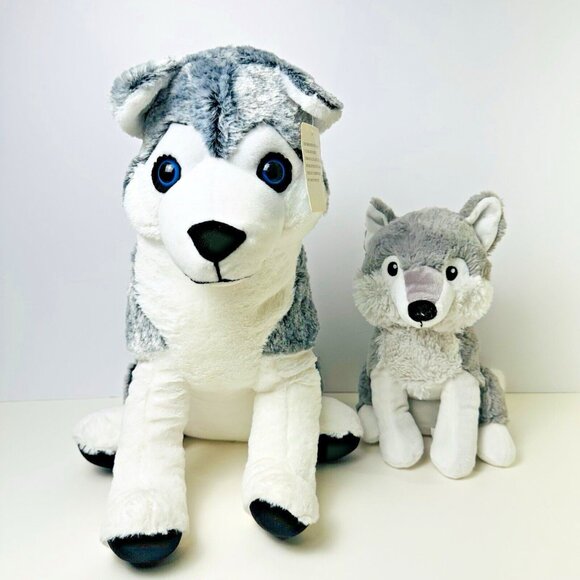 Classic Toy Company Husky Blue Eyes & Kohl's Cares Husky Gray White Stuffed Dogs - Picture 1 of 14